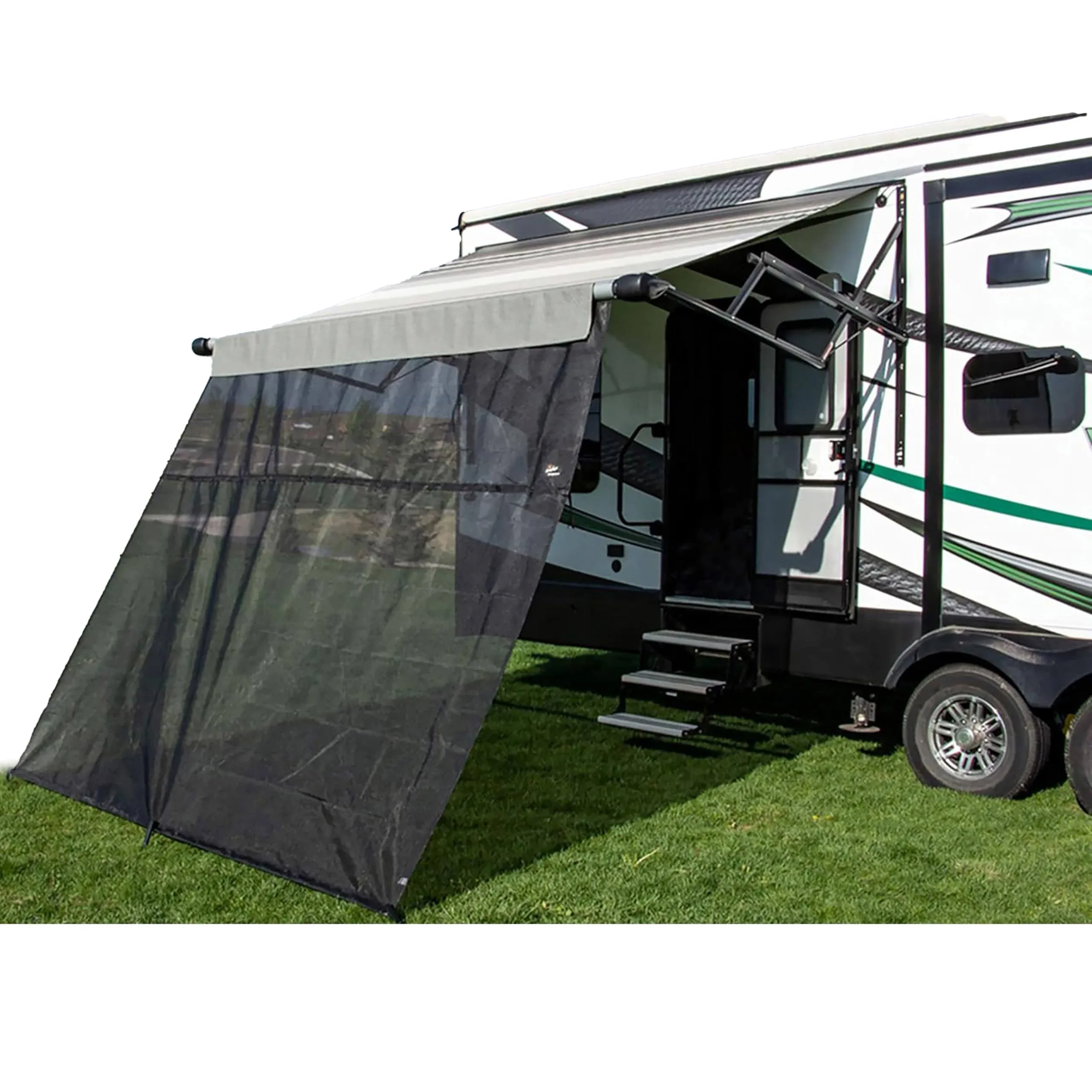 Carefree of Colorado Drop RV Awning EZ ZipBlocker - Black Mesh RV Awning Shade ...