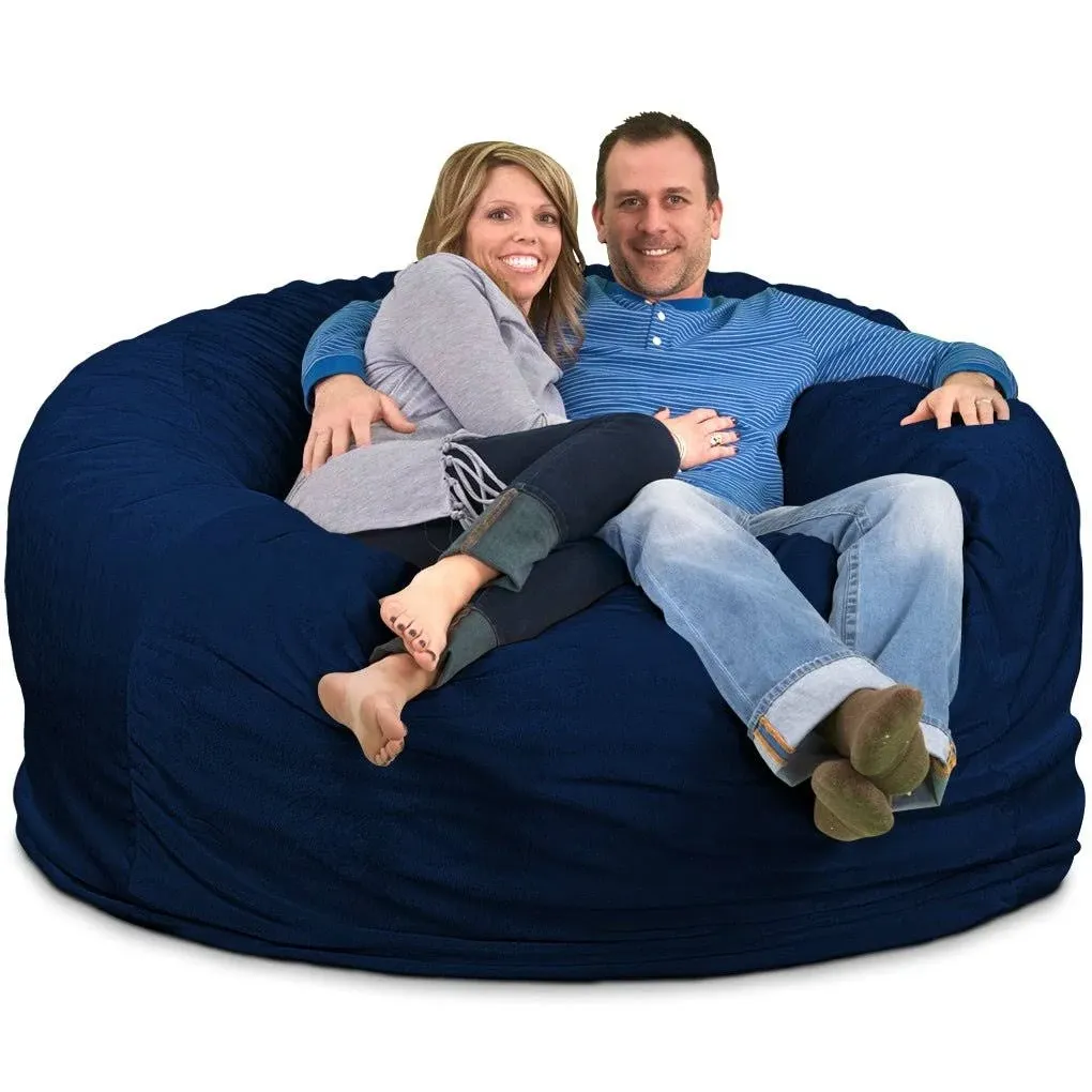 ULTIMATE SACK 6000 (6 ft.) Bean Bag Chair Cover in Multiple Colors: Cover ONLY. (6000, Navy Suede)