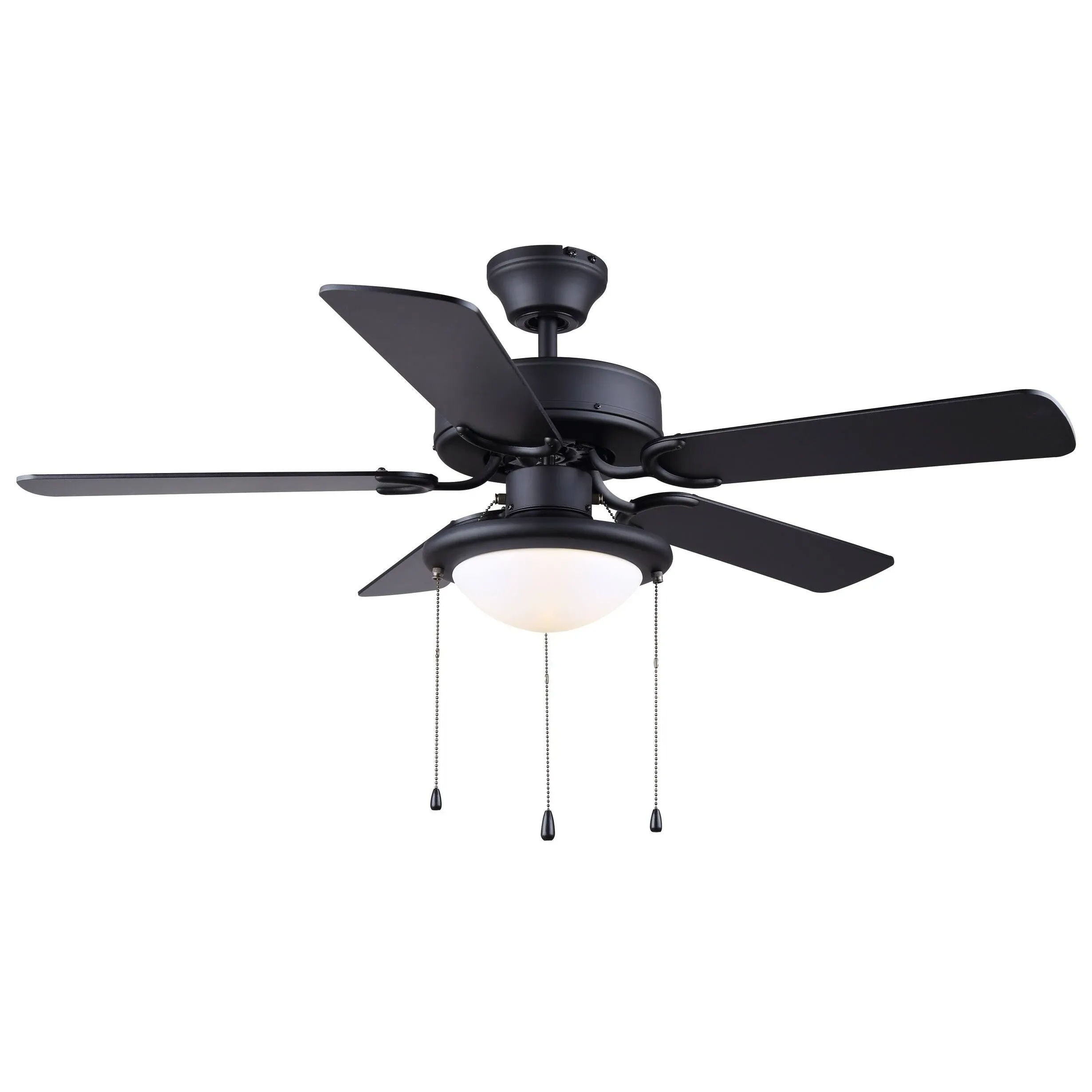 Eclipse CF42ECL5BK Ceiling Fan – 42" Matte Black, 5 MDF Blades, Dual Mount, Elegant Flat Opal Glass, Includes 2 x 9.5W LED Bulbs, Pull Chain Operation