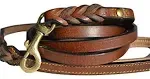 Soft Touch Collars Leather Dog Leash, Black with Cream Padded Handle, 6 Foot Long ...