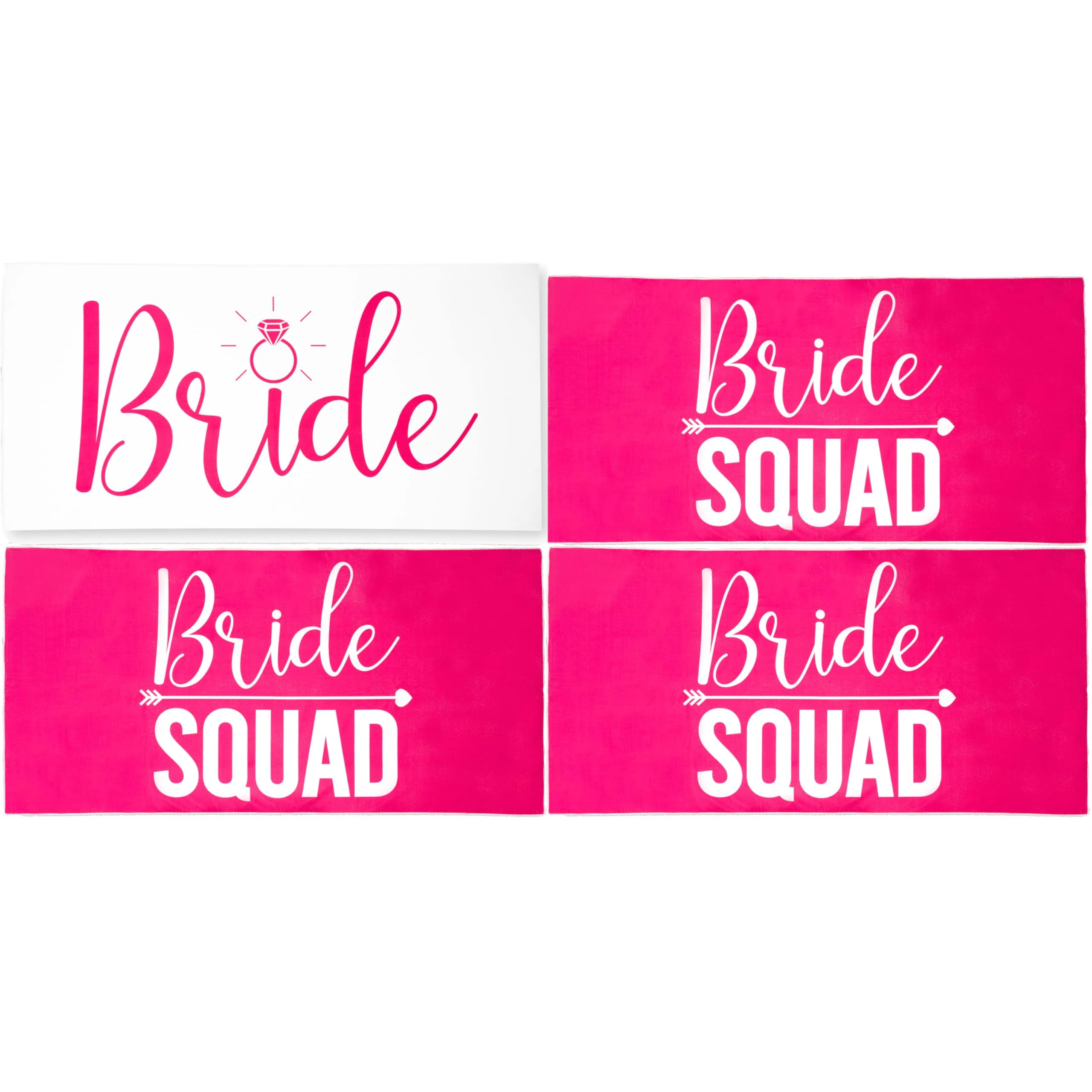 4 Pack Bride Squad Towel for Beach Bachelorette Party - Pink Design for Bridesmaids to Match Bride to Be - Team Bride Tribe Bachelorette Party Towels - 60"x30"