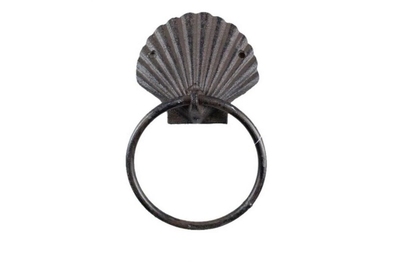 Cast Iron Seashell Towel Holder 8.5 Inch - Seashell Decoration - Sea Home Decor