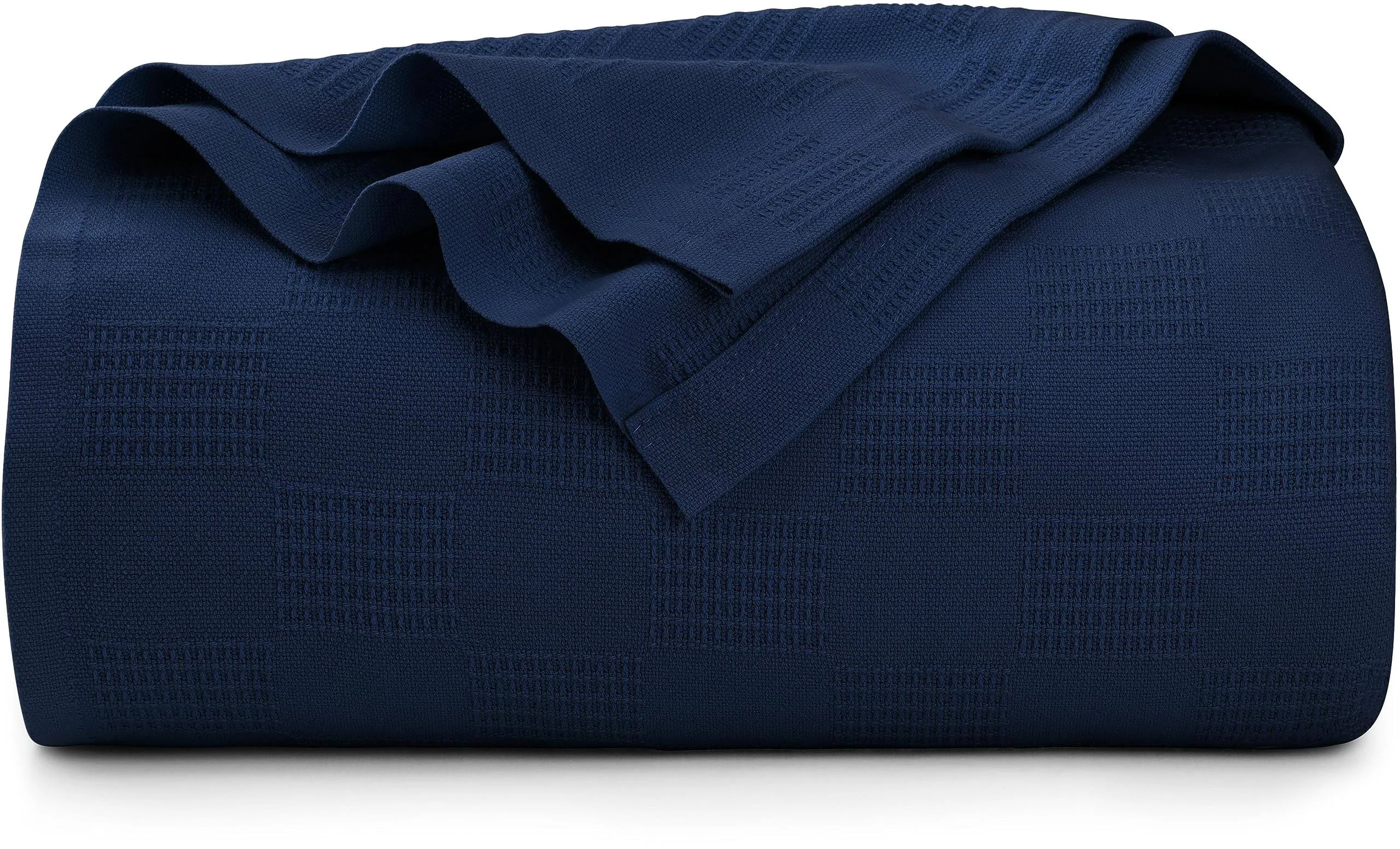 Utopia Bedding 100% Cotton Blanket (Twin Size - 90x72 Inches) 350GSM Lightweight Thermal Blanket, Soft Breathable Blanket for All Seasons (Navy)