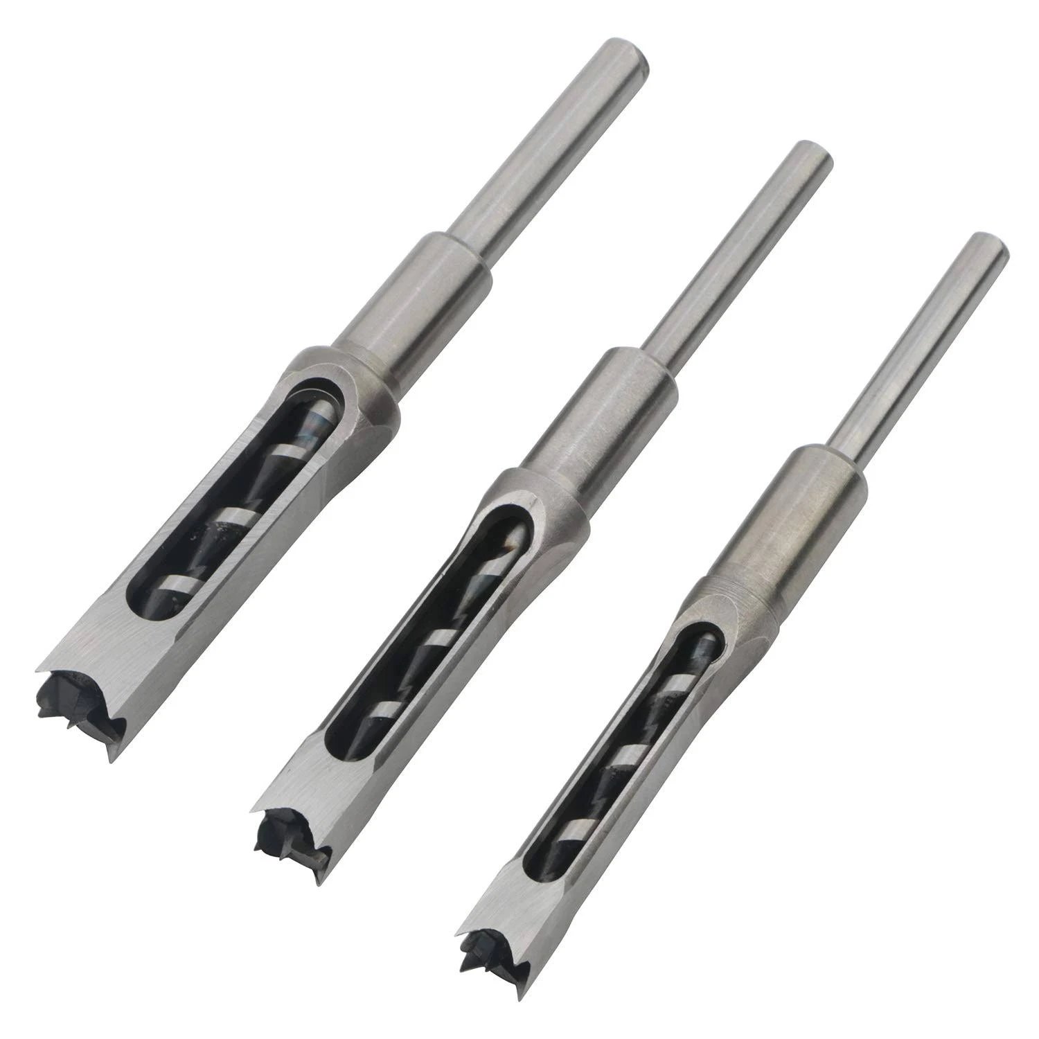 3pcs Woodworking Square Hole Drill Bits Mortising Chisel Set, Countersink Bits Woodworker Hole Saw Power Tool Kits Tool Set 9/16, 5/8, 3/4-Inch