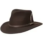 Scala Classico Men's Crushable Felt Outback Hat, Chocolate, Medium