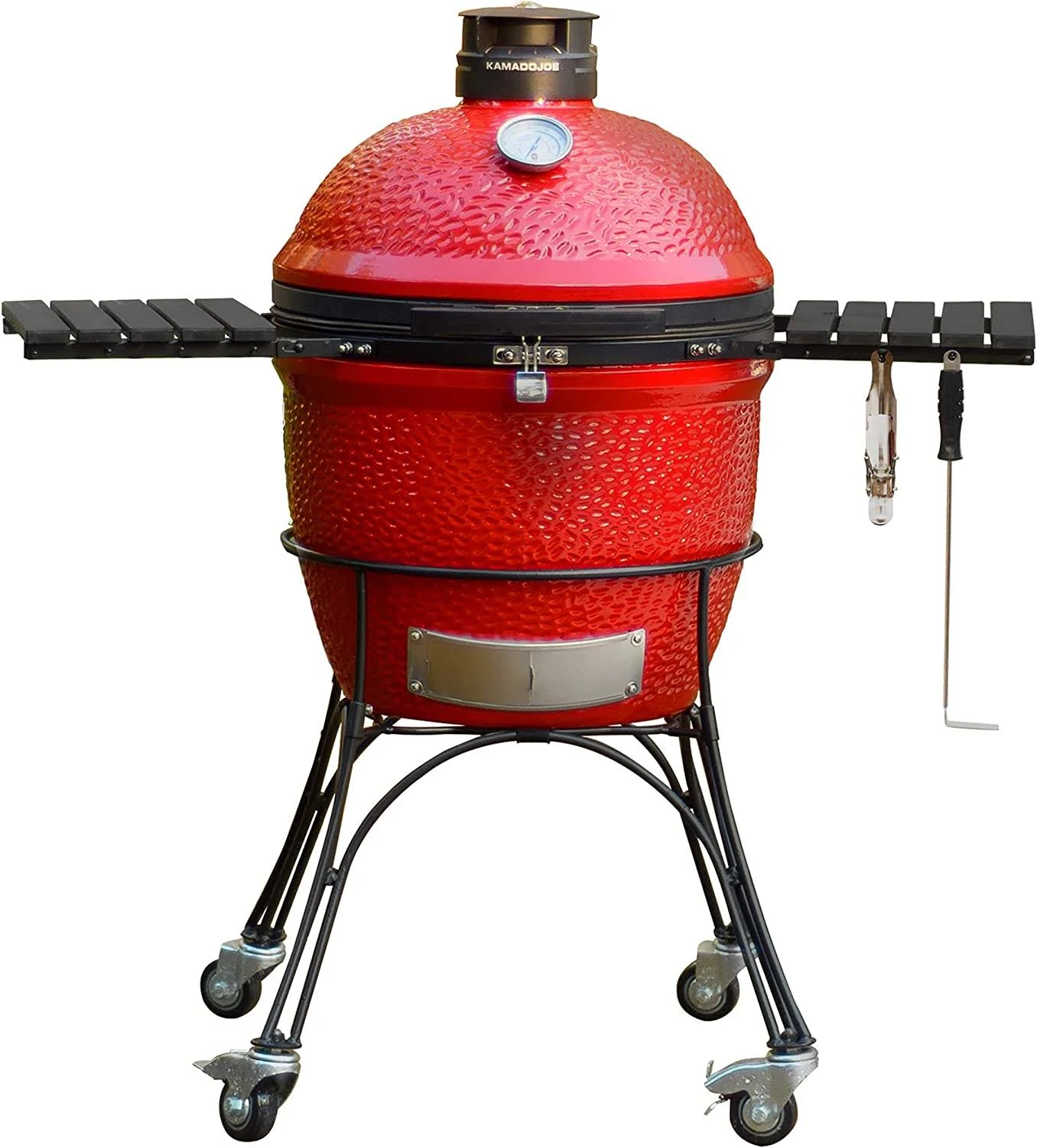 Classic Joe II 18 in. Charcoal Grill in Red with Cart, Side Shelves, Grate Gripper, and Ash Tool