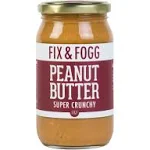 Super Crunchy Peanut Butter, Chunky Gourmet Peanut Spread, Keto and Vegan Friendly, No Sugar and Additives, Non-GMO, 13.2oz - Fix and Fogg