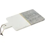 Boho 2-Tone Marble Charcuterie or Cutting Board with Brass Inlay and Leather Tie ...