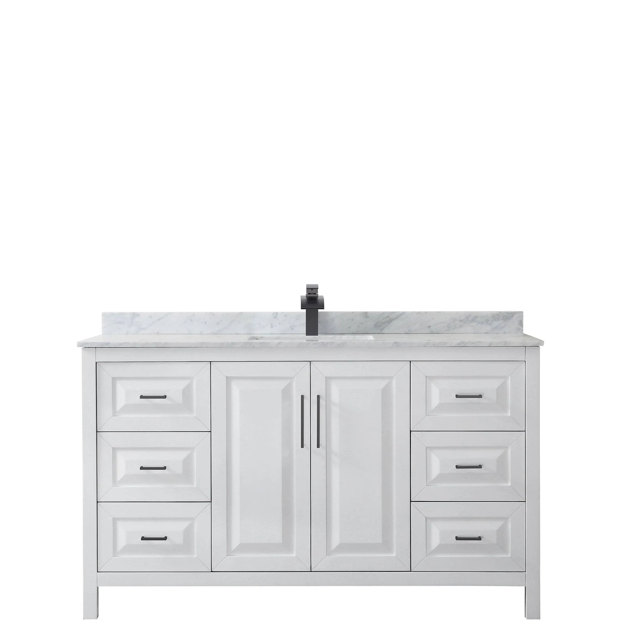 Wyndham Collection Daria 60 in. Single Bathroom Vanity in White, White Carrara ...