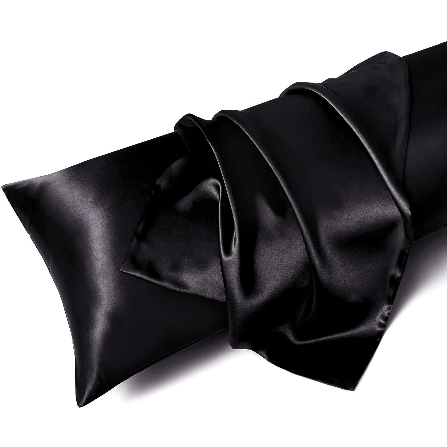  Satin Body Pillow Cover, Soft and Breathable Body Pillow Body(20"x54") Black