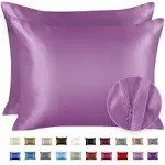 Shopbedding Satin Pillowcase for Hair and Skin - Standard Silk Satin Pillowcase with Zipper, Lavender (Pillowcase Set of 2)