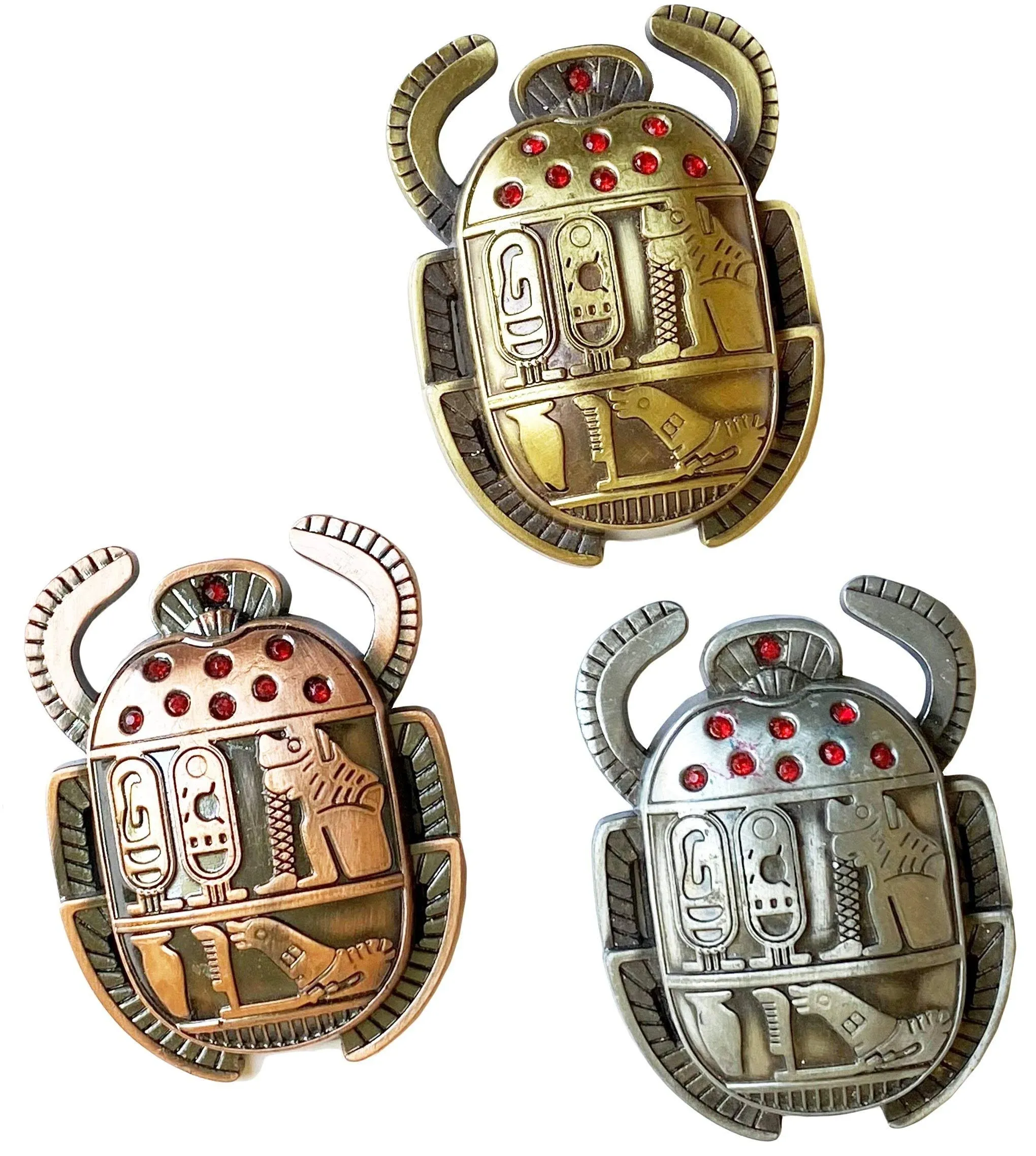 NileCart 2.5 in Metal Egyptian Scarab Refrigerator Magnets Made in Egypt Set of 3 scarabs