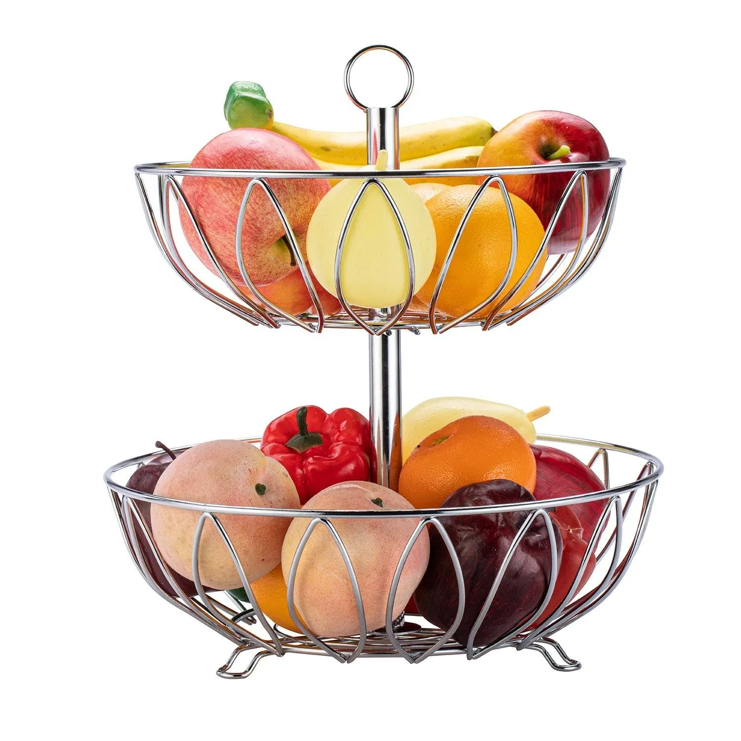 Rice Rat Kitchen Counter Top 2 Tier Fruit Basket Bowl Fruit Bread Organizer ...