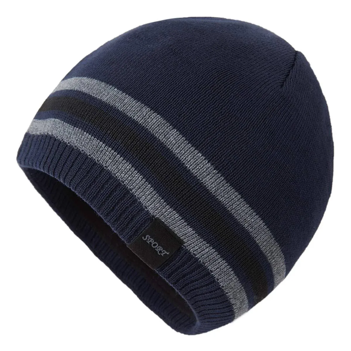 Mens Winter Warm Knitting Hats Plain Skull Beanie Cuff Toboggan Knit Cap