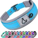 Joytale Dog Collar for Large Dogs, Neoprene Padded Large Dog Collar, Reflective Wide Pet Collars with Durable Metal Belt Buckle, Adjustable Heavy Duty Nylon Dog Collar, Sky Blue, L