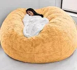 EKWQ 5ft Giant Fur Bean Bag Chair for adult Living Room Furniture Big Round Soft Fluffy Faux Fur Beanbag Lazy Sofa Bed Cover(it Was Only A Cover, Not