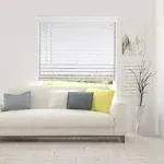 Arlo Blinds White Cordless Faux Wood Blind with Royal Valance - 63"W x 73"H