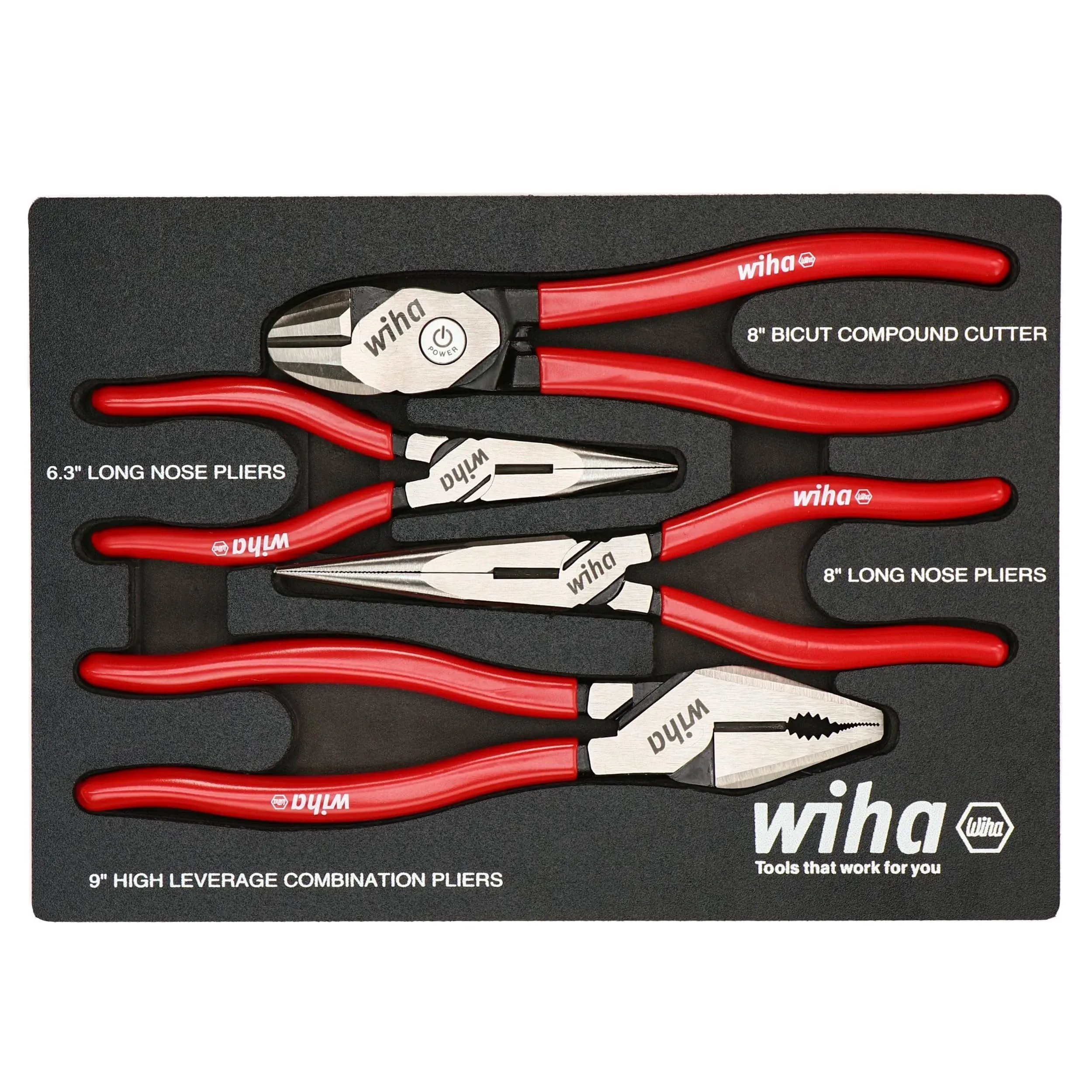 Wiha 34681 - 4 Piece Classic Grip Pliers and Cutters Tray Set