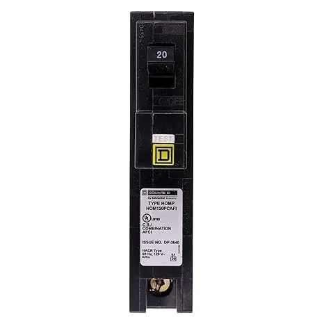 Square-D HOM120PCAFIC Homeline Single Pole Circuit Breaker, 20A