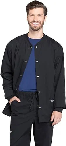 Cherokee Men's Medical Scrub Jacket Snap Front with Long Sleeve WW360