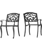 GDF Studio Augusta Outdoor Cast Aluminum Dining Chairs, Set of 2 - Mediterranean - Outdoor Dining Chairs - by GDFStudio | Houzz