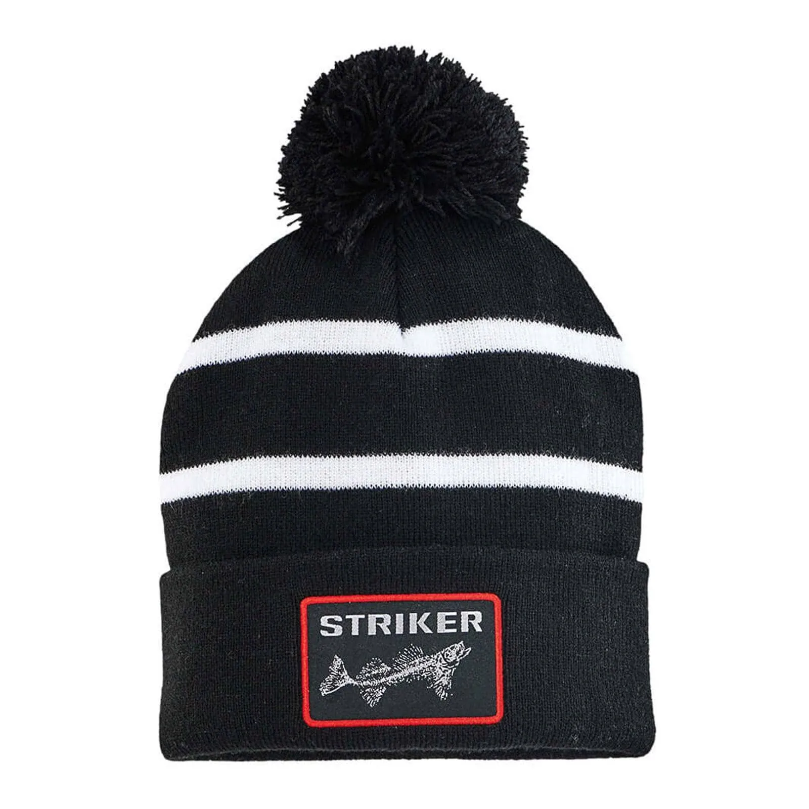 Striker Unisex Striped Durable Lightweight Fishing Winter Pom Hat - Warm Outdoor Knitted Beanie for Men & Women