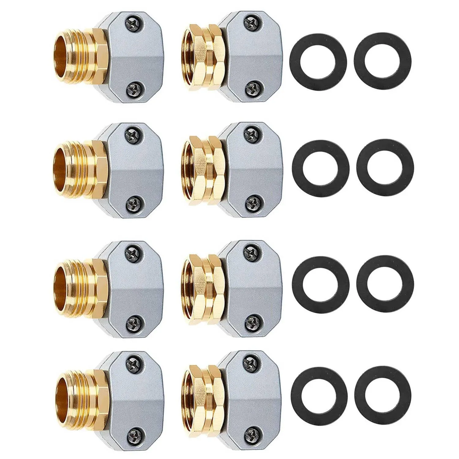 Garden Hose Repair Connector Fitting Aluminum Alloy Male&Female Connectors Ca...