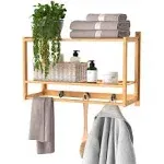 ClosetMaid Bamboo Wall Shelf with Hooks