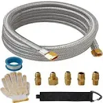 CADOAHJ 10 Feet High Pressure Braided Propane Hose Extension with Conversion Coupling 3/8" Flare to 1/2" Female NPT, 1/4" male NPT, 1/8" NPT male, 3/8" male