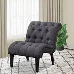 HAOBO Home Accent Chair Button Tufted Slipper Chair Armless Side Chair for Living Room Dining Room Bedroom Funiture