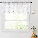 MRTREES Voile Sheer Curtain Valances, Leaves Embroidered Valance Curtains Rod Pocket, Small Sheer Window Curtain Treatment for Bedroom/Living Room/Kitchen/Basement(1 Panel, 54x16 Inches, Taupe Leaves)