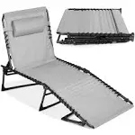 Best Choice Products Patio Chaise Lounge Chair, Outdoor Portable Adjustable Pool Recliner w/ Pillow - Fog Gray