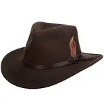 Scala Classico Men's Crushable Felt Outback Hat, Chocolate, Medium