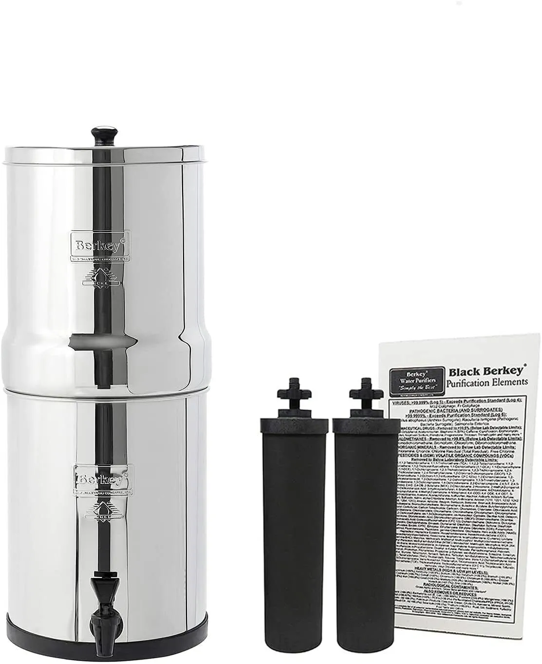 Travel Berkey Gravity-Fed Water Filter with 2 Black Berkey Elements