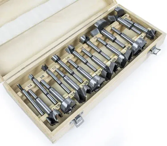 Bastex Forstner Drill Bit Set 16-Piece Set. Precision Shear Serrated Edge Woodworking