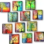 12Pcs Glass Strong Magnetic Refrigerator Magnet - Square Glass Fridge Decoration with a Powerful Flat Magnet, Office Whiteboard Magnet, Cabinet Magnet, Cabinet Cute Locker Magnet