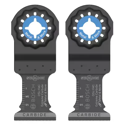 BOSCH OSL114C-3 3-Pack 1-1/4 In. Starlock Oscillating Multi Tool Metal & More Carbide Extreme Plunge Cut Blades for Cutting Iron Bar, Metal, Wood with Nails, Drywall and Tile