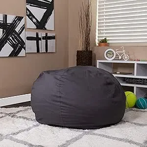 Emma + Oliver Oversized Solid Gray Bean Bag Chair for Kids and Adults