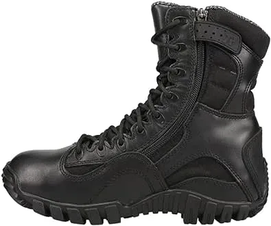 Tactical Research Khyber TR960Z WP 8 Inch Tactical Boots for Men with Zipper - Lightweight Waterproof Black Leather Designed for Police and EMS with Vibram Traction Outsole