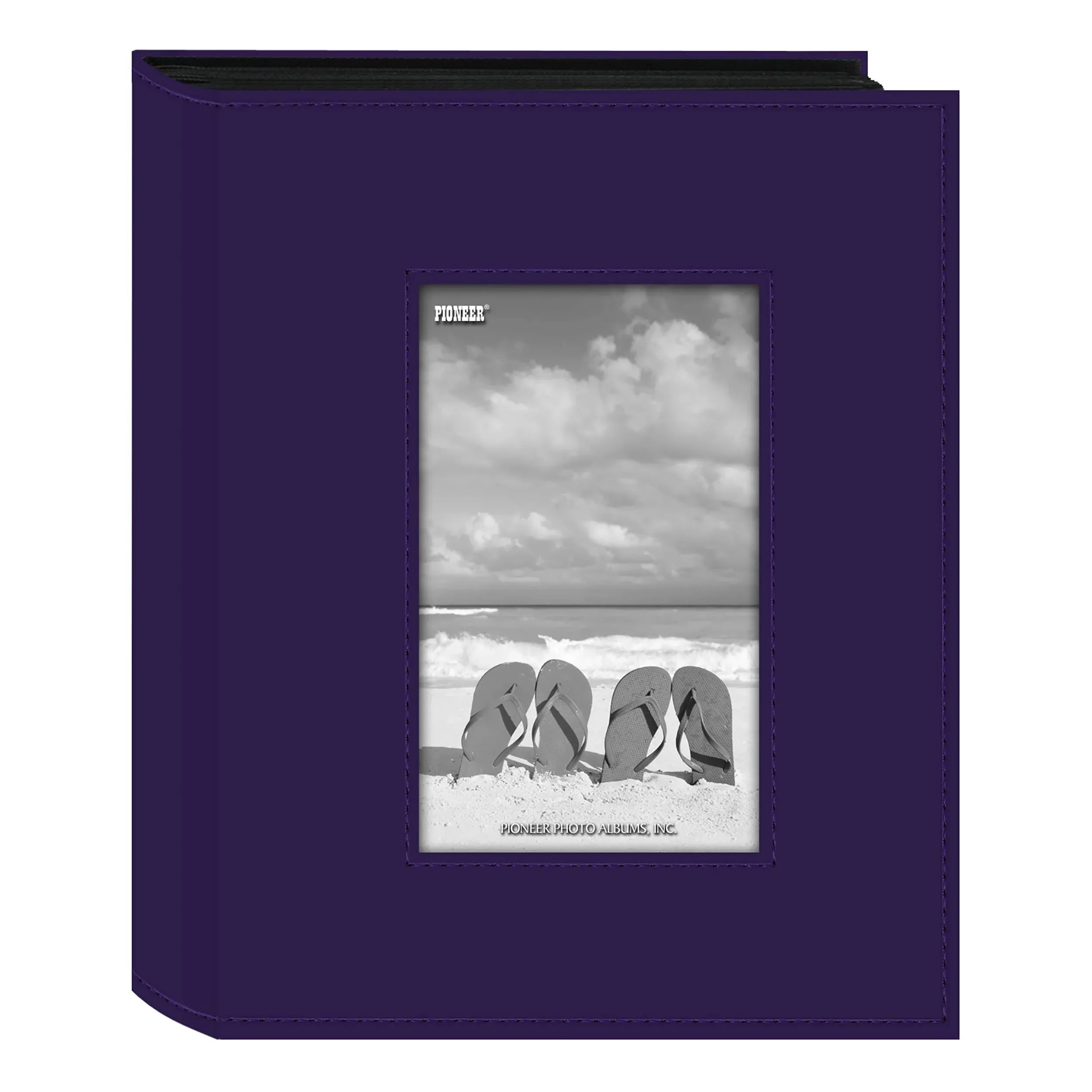 Pioneer Photo Albums Sewn Photo Album with Frame Cutout - For 4 x 6" (Purple)