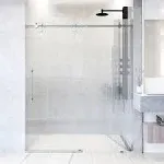 VIGO Adjustable 56-60 in. W x 74 in. H Elan Frameless Sliding Shower Door with Fluted Tempered Glass and Stainless Steel Hardware in Stainless Steel - VG6041STFL6074L