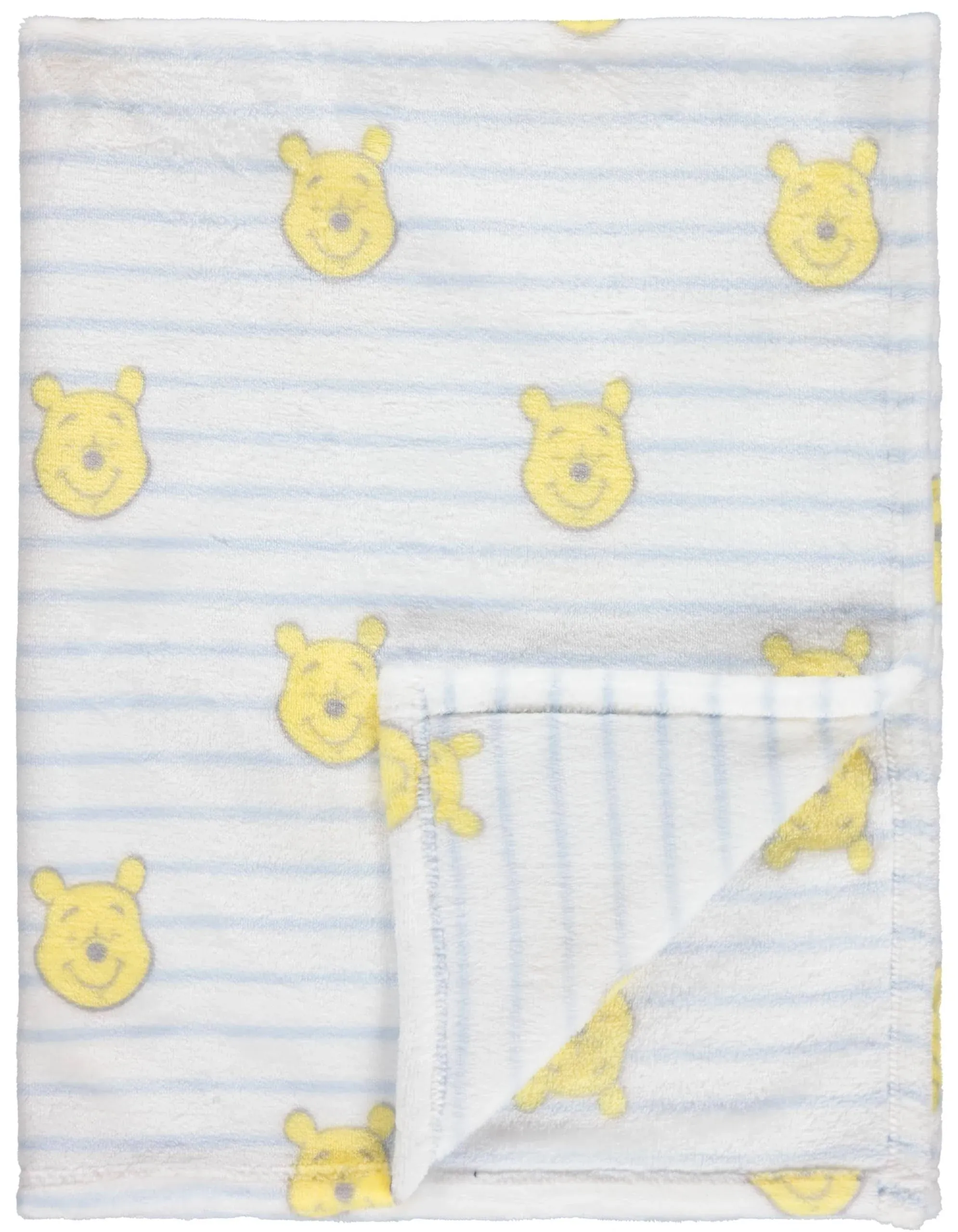 BLANKET PLUSH - DISNEY BOYS 243 -WINNIE POOH STRIP BLUE - BABY TODDLER CRIB BED