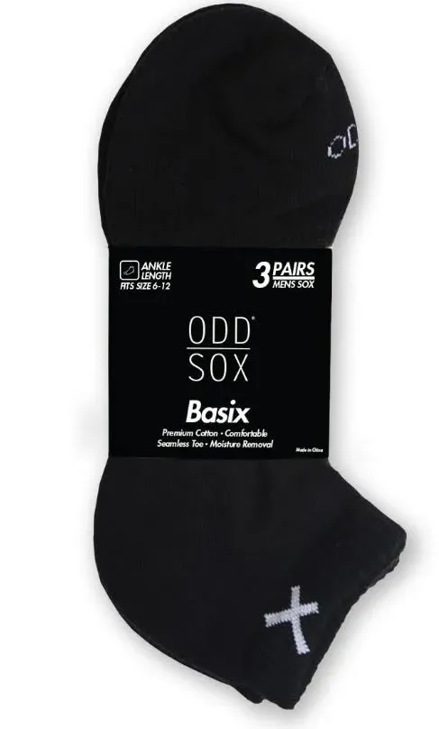 Basix Fashion Knit Socks - Black - Ankle - 3 Pair