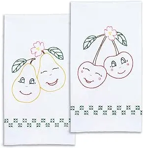 DIY Dempsey Pears Cherries Stamped Embroidery Guest Hand Towel Kit