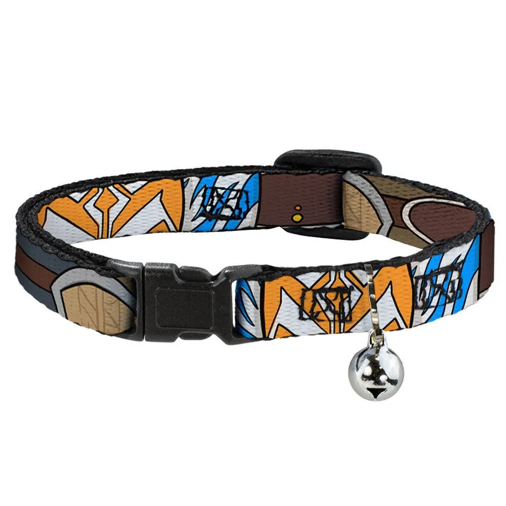 Buckle-Down Star Wars Cat Collar, Breakaway Collar with Bell, Star Wars The Clone Wars Ahsoka Tano Bounding Elements, 8.5 to 12 Inches 0.5 Inch Wide