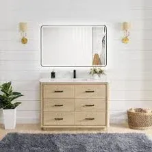 Vinnova Porto 48" Wood Single Bath Vanity with Mirror in Aged Natural Oak