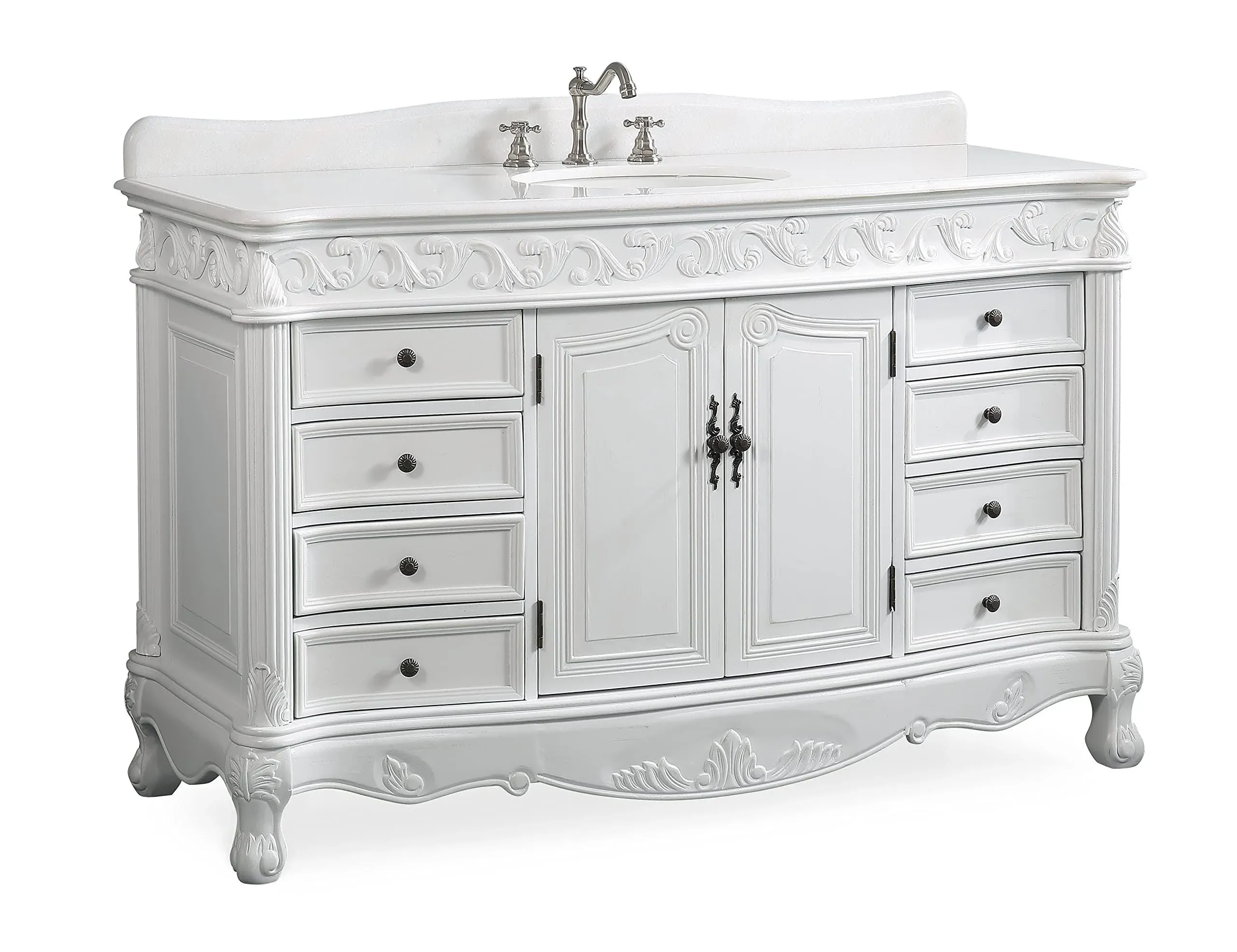 Benton Collection 56 Antique White Beckham Bathroom Sink Vanity Model CF-3882W-AW-56