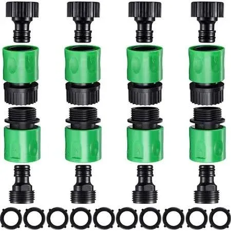 16 Pcs 3/4 Inch Plastic Garden Hose Connector Fittings with 10 Rubber Gaskets