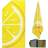 Vessia Yellow Lemon Fruit Large Beach Towel