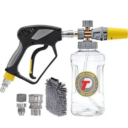 Tool Daily Foam Cannon with Pressure Washer Gun 5000 PSI, Power Washer Gun with 3/8'' Swivel Quick Connector, Adjustable Foam Blaster, M22 and 1/4 Inch Quick Connect, 1.5 Liter